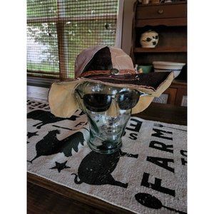 Vintage*1970s Suede Patchwork Hat*Boho Women's Hat*Braided Band